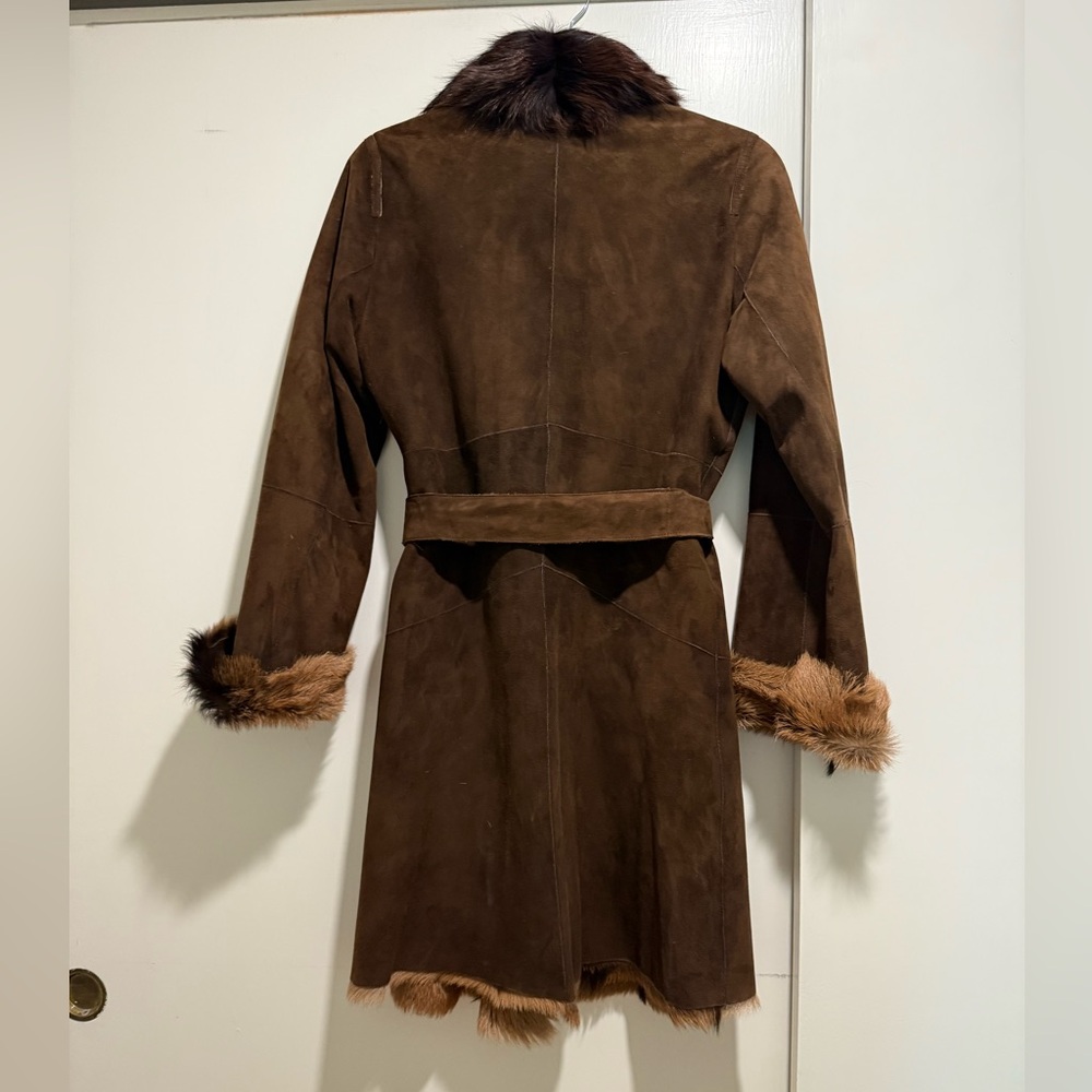 Gerard Darel Brown Suede Goat Skin Shearling Toscana Coat - Picture 10 of 16